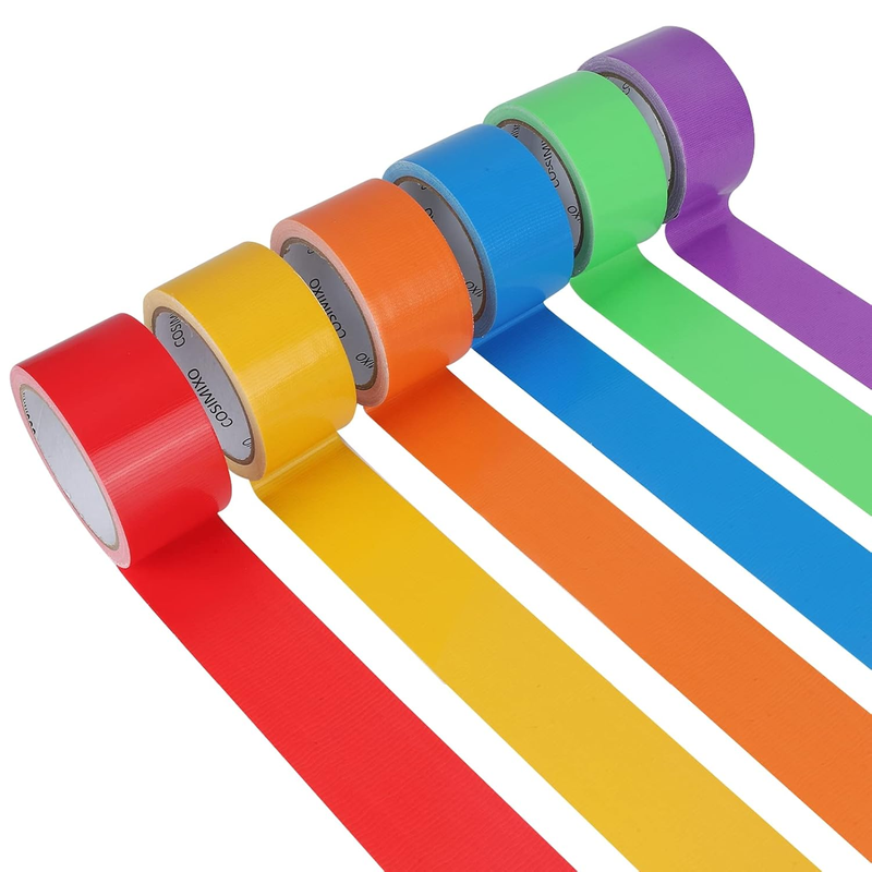 6-Pack Rainbow Colored Duct Tape 15 Yards x 2 Inch No Residue, Tear by Hand & Wa