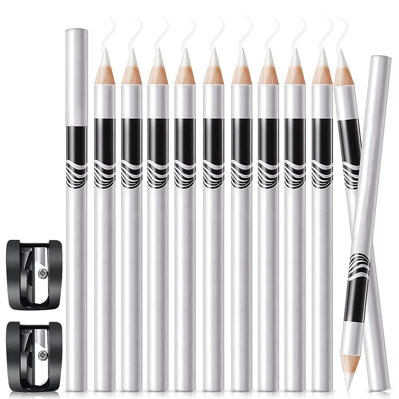 12PCS Barber Pencil Hairline Pencils Beard Guide with Built-in Sharpener (White)