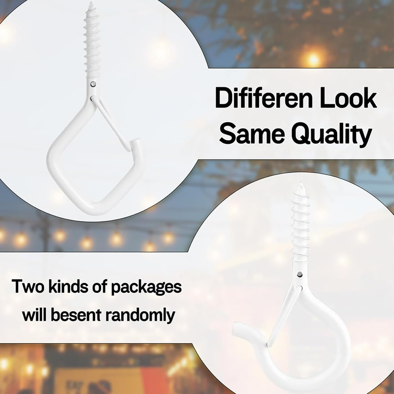 White Hooks for Hanging Plants, Outdoor String Lights, Ceiling - Screw in, Cup,