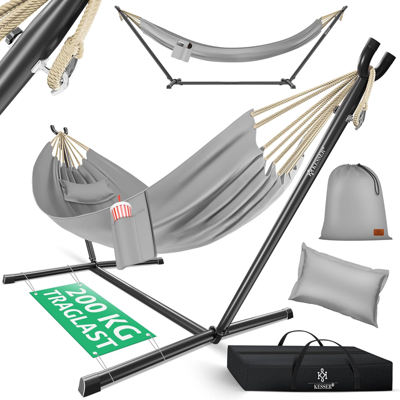 KESSER® Hängematte Lake Mit Gestell, Doppel Für 2 Personen, 200Kg Belastbarkeit,