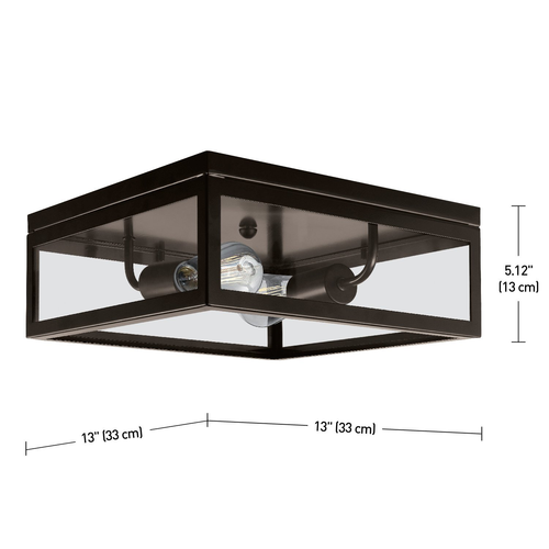 Globe Electric 65748 Memphis 2 Flush Mount Ceiling Light, Dark Bronze Finish,