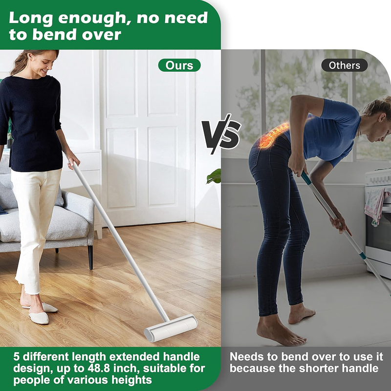 9.5'' Large Lint Roller for Pet Hair with 6 Extendable Handle and Dust-Proof Cov
