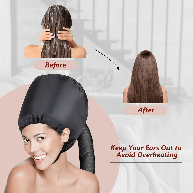 Bonnet Hood Hair Dryer Attachment - Potable, Safety, Adjustable Hooded Bonnet fo