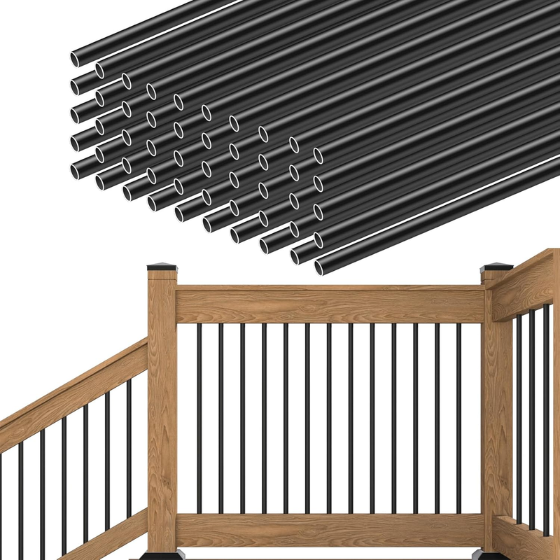 50Pack 26" Aluminum Deck Railing Balusters Round Black Stair Porch Staircase Spi