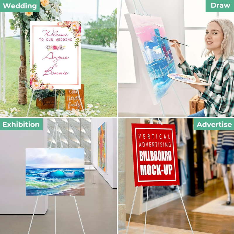 63" Lightweight Portable Aluminum Easel Stand with Tripod Base, Folding Tabletop