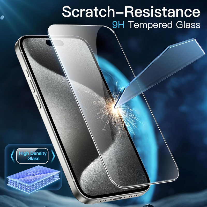 Screen Protector for iPhone 15 Pro 6.1-Inch, Bubble Free, Tempered Glass Film wi