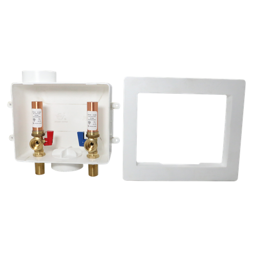 1 Pcs XFITTING Premium Washing Machine Outlet Box, 1/2" MIP x 3/4" MHT, White
