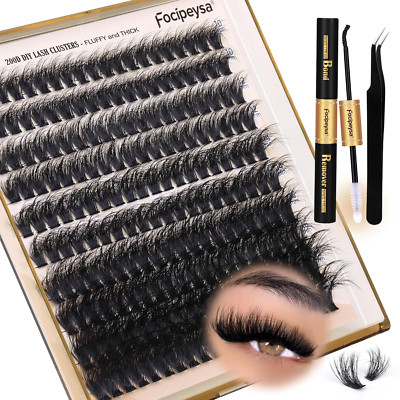 Lash Extension Kit Thick Eyelash Extension Kit 10-18mm Fluffy Lash Clusters 200D