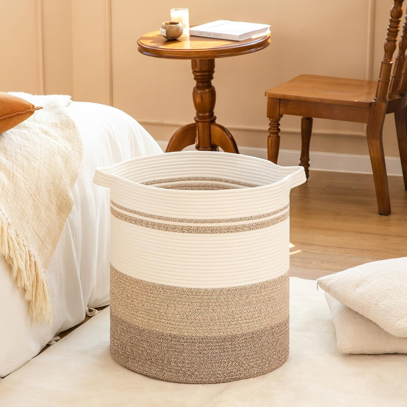 80L Laundry Baskets Hamper with Handles,Decorative Basket for Living room,Woven
