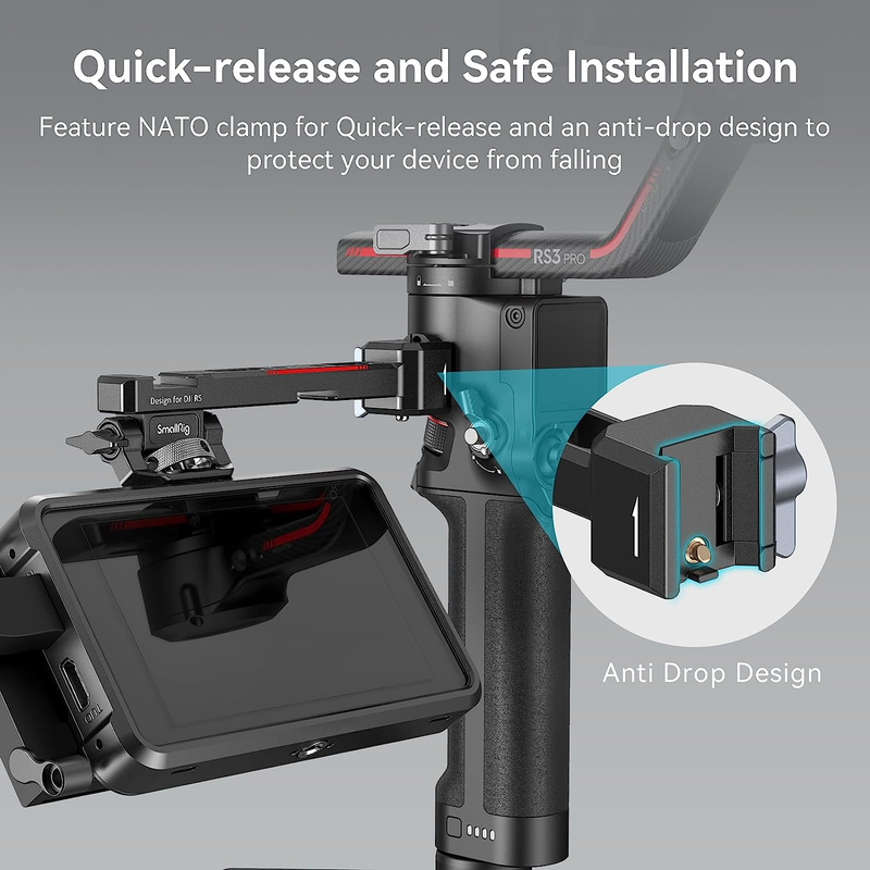 (New Version)  Adjustable Camera Monitor Mount with Quick Release NATO Clamp, Co