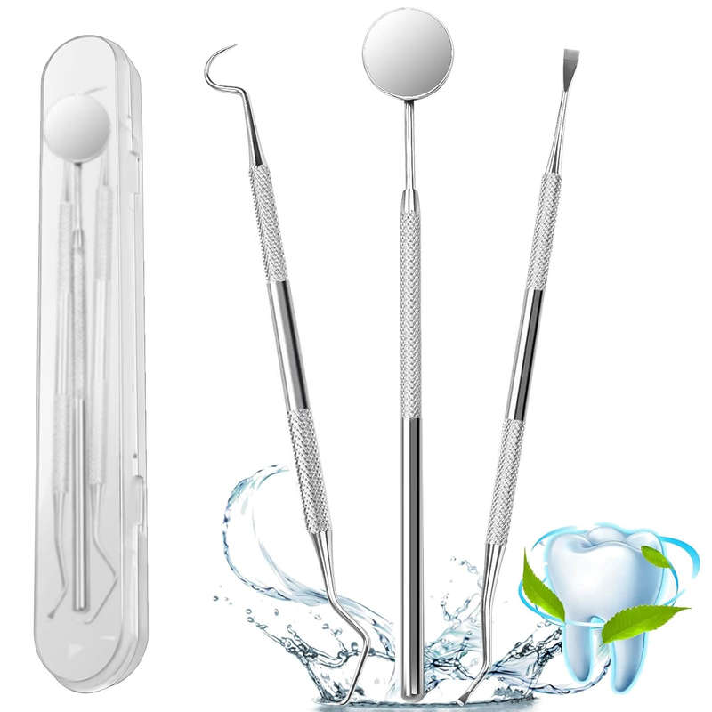 3PC Dental Tool Kit Stainless Steel Picks Mirror Tartar Scrape...