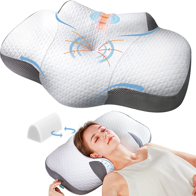 Cervical Memory Foam Pillow, Orthopedic Firm Soft Adjustable Hypoallergenic Ergo