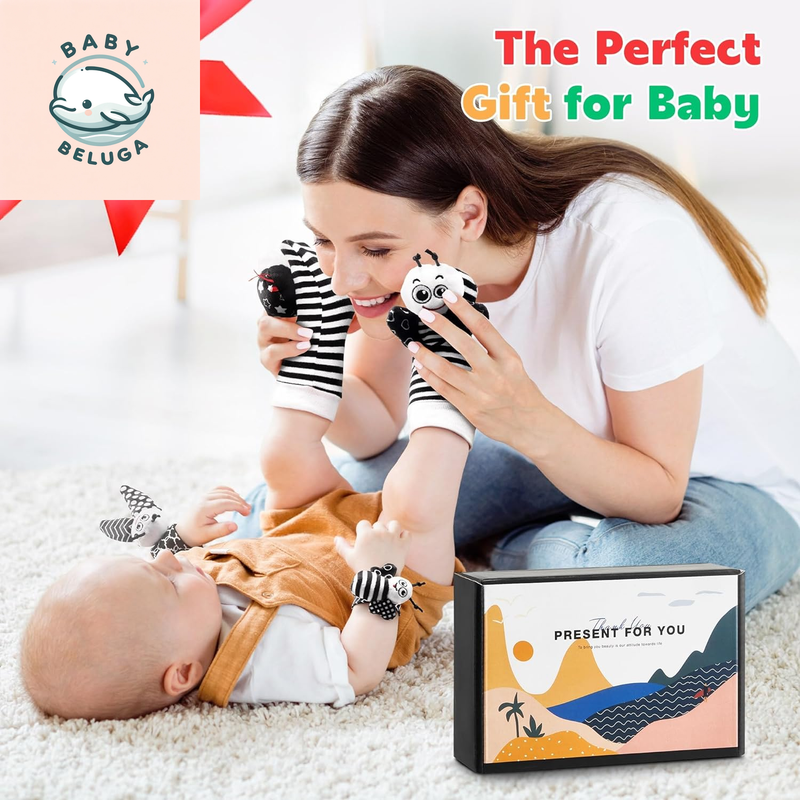 Baby Rattles Toys for 0-12 Month: Infant Toys 0-6 Months Baby Socks and Wrist Ra