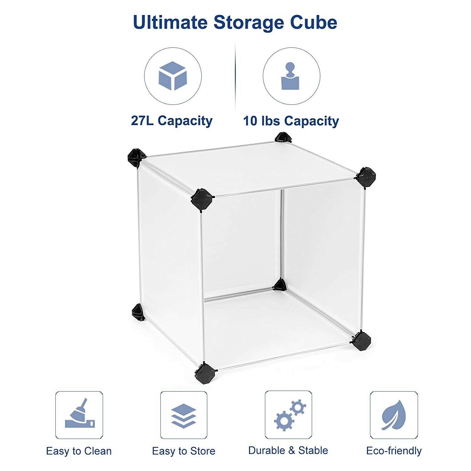 Clear Storage Cube Stacking Organizer Space Saving Closet Office Dorm Shelf