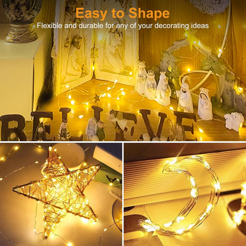 [12 Pack & 3 Modes] Fairy Lights Battery Powered 7FT 20LED Twinkle Lights Batter