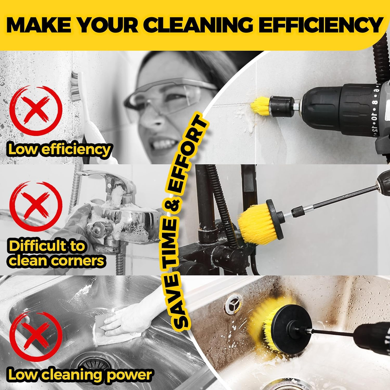 5Pack Drill Brush Power Scrubber Cleaning Brush Extended Long Attachment Set All