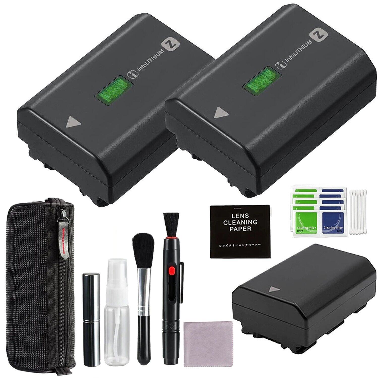 Sony NPFZ100 Z-Series Battery (2 Pack) w/ Promaster LI-ION Battery, Cleaning Kit Sony NPFZ100 Z-Series Battery (2 Pack) w/ Promaster LI-ION Battery, Cleaning Kit