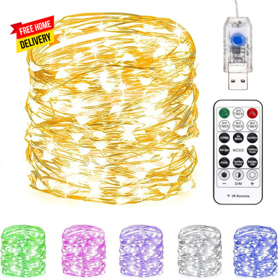 Fairy Lights 66 Ft 200 LED USB Twinkle String Lights Plug in Silver Wire Lights 