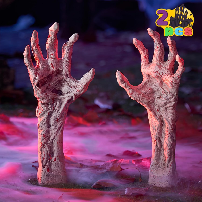 Halloween Zombie Arm Groundbreaker Stake Bloodstained Fake Hand Yard Outdoor Dec