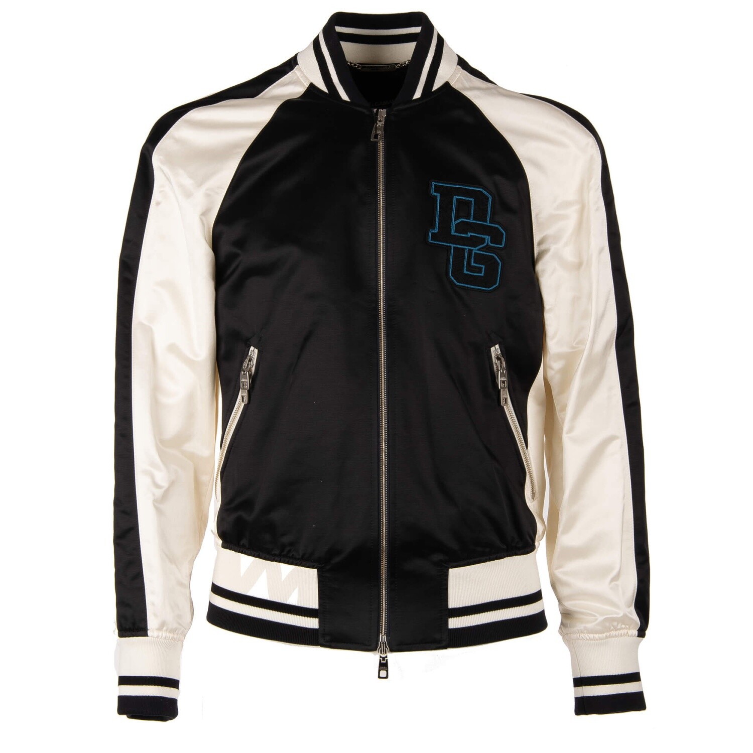 Куртка DOLCE & GABBANA Varsity College с вышивкой логотипа DG Черный Белый 11237