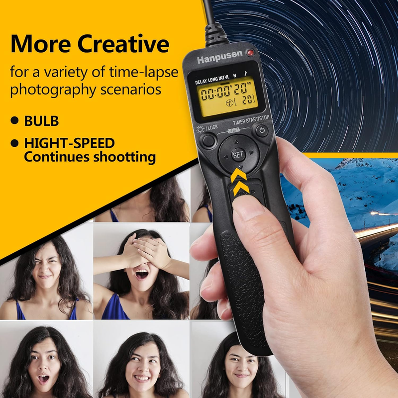 Camera Wired Intervalometer Remote Control - Cameras Timer Shutter Release for C