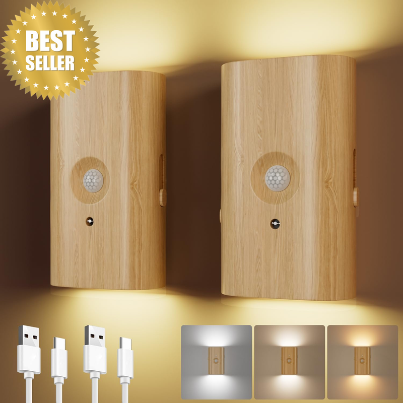 Wall Sconces Set of 2 with Motion Sensor, up and down Wall Lights, LED Night Lig
