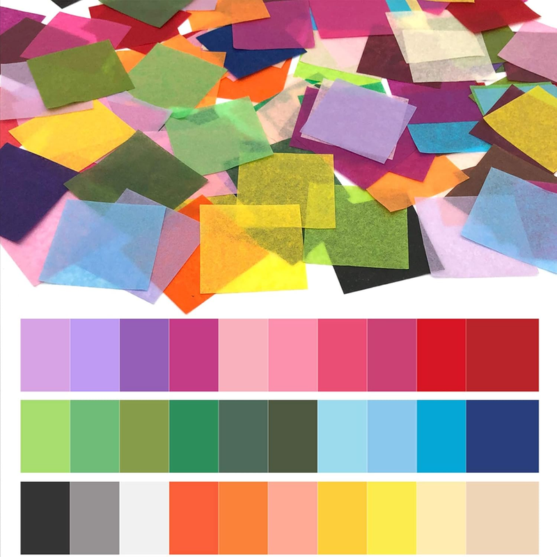 3600 Pcs Tissue Paper Squares 1.2 Inch X 1.2 Inch Rainbow Tissue Mosaic Squares