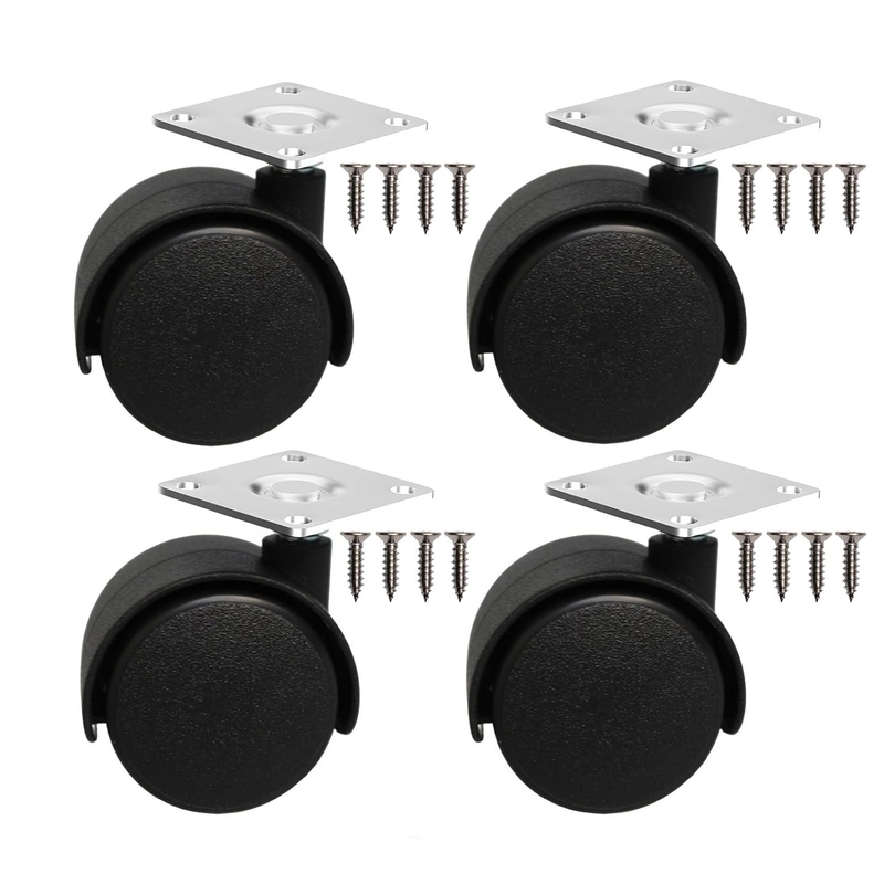 1.5in Swivel Caster Wheels 4 Pack Top Plate Mount 360 Furnitur...
