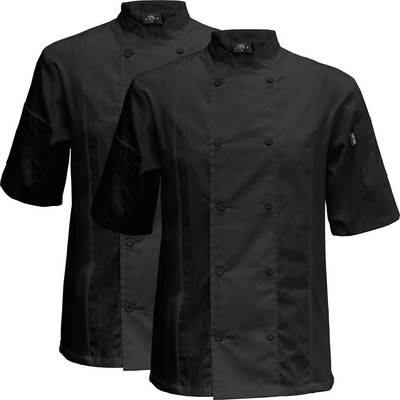 Chef Code 2-Pack Cool Breeze Side Vent Chef Coat (Black, 4X)