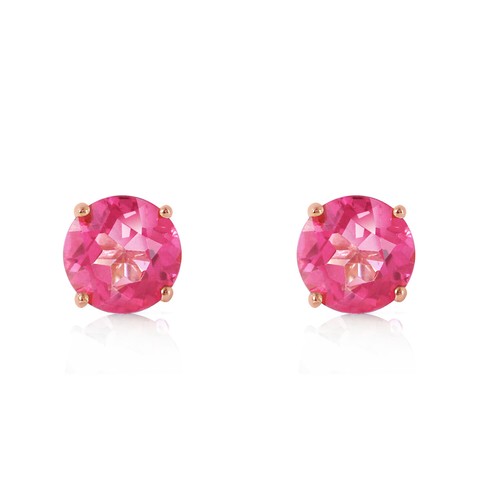 Pre-owned Galaxy Gold Products 1.3 Ct 14k Solid Yellow Gold Pink In June Pink Topaz Earrings