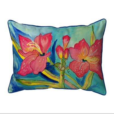 Betsy Drake Pink Amaryllis Large Indoor Outdoor Pillow 16x20
