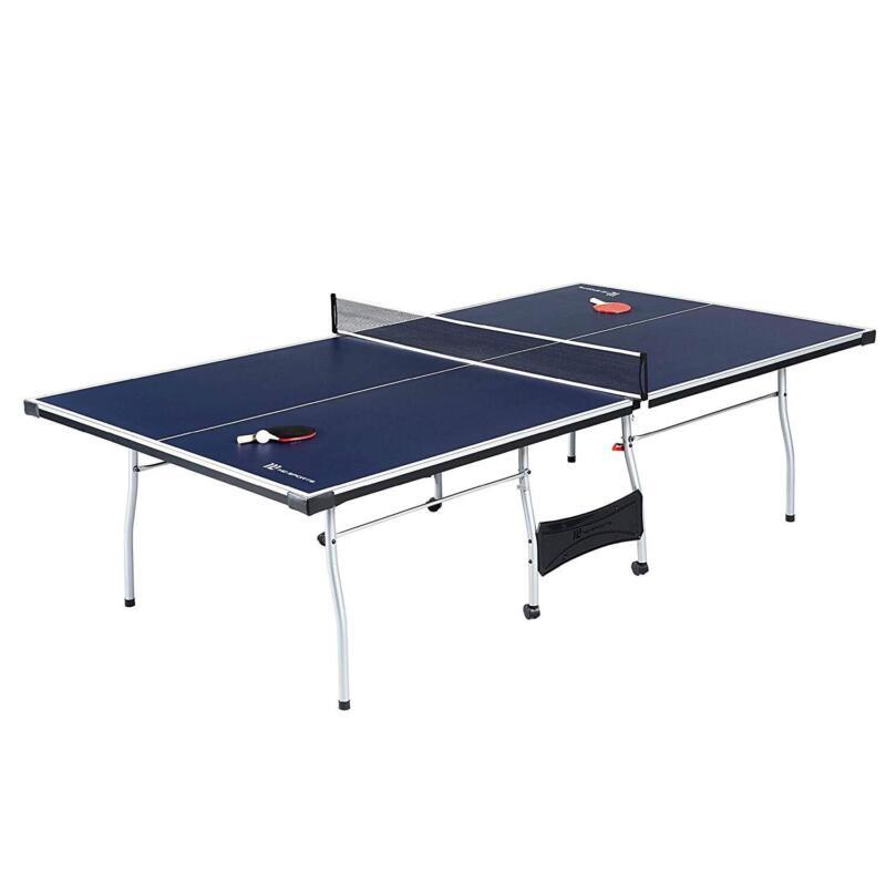 MD Sports TTT415_027M 4-piece Tennis Table with Paddle and Balls, Blue/White