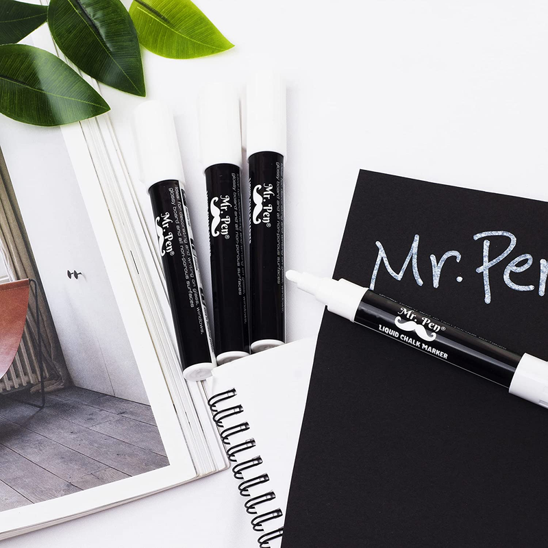 White Chalk Markers 4 Pack Dual Tip 8 labels Dry Erase Blackboard Chalkboard Pen
