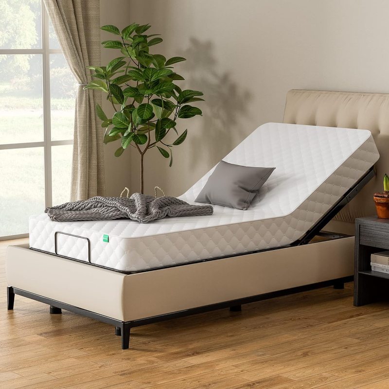 Motorized Metal Twin XL Adjustable Bed Base with Head and Foot Incline, Wired Re