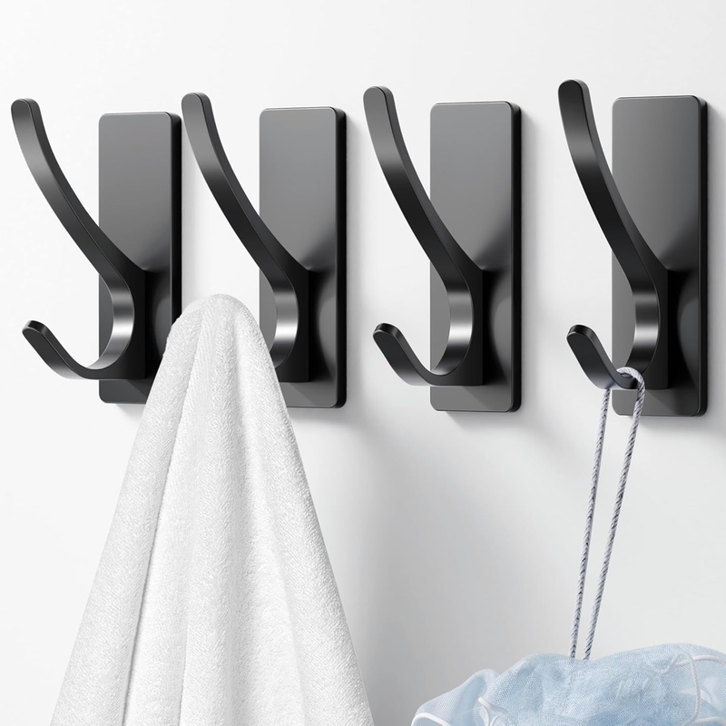 Extra Strong Self-Adhesive Towel Hooks, Heavy Duty 13LB Stainless Steel Sticky H