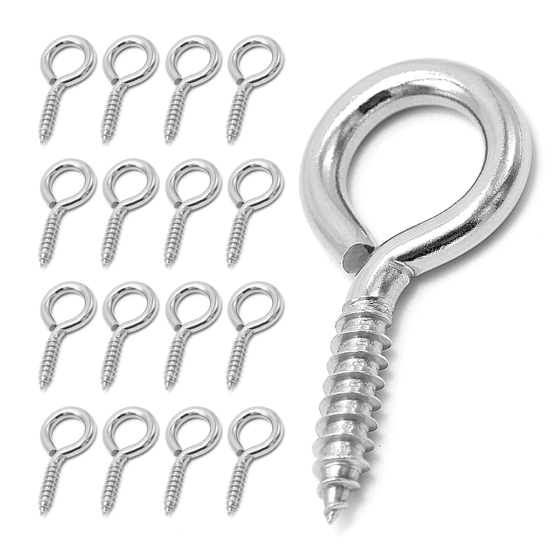 304 Stainless Steel Eye Screws,2.5 Inch Heavy Duty Eye Hooks 16 Pack , M6 Screw