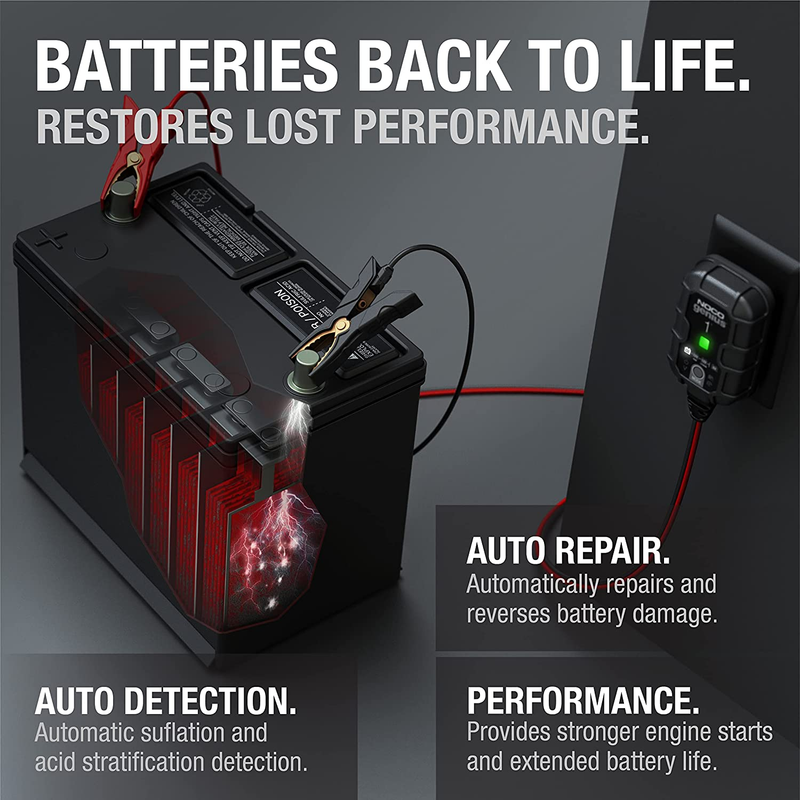 GENIUS1: 1A 6V/12V Smart Battery Charger – Automatic Maintainer, Trickle Charger