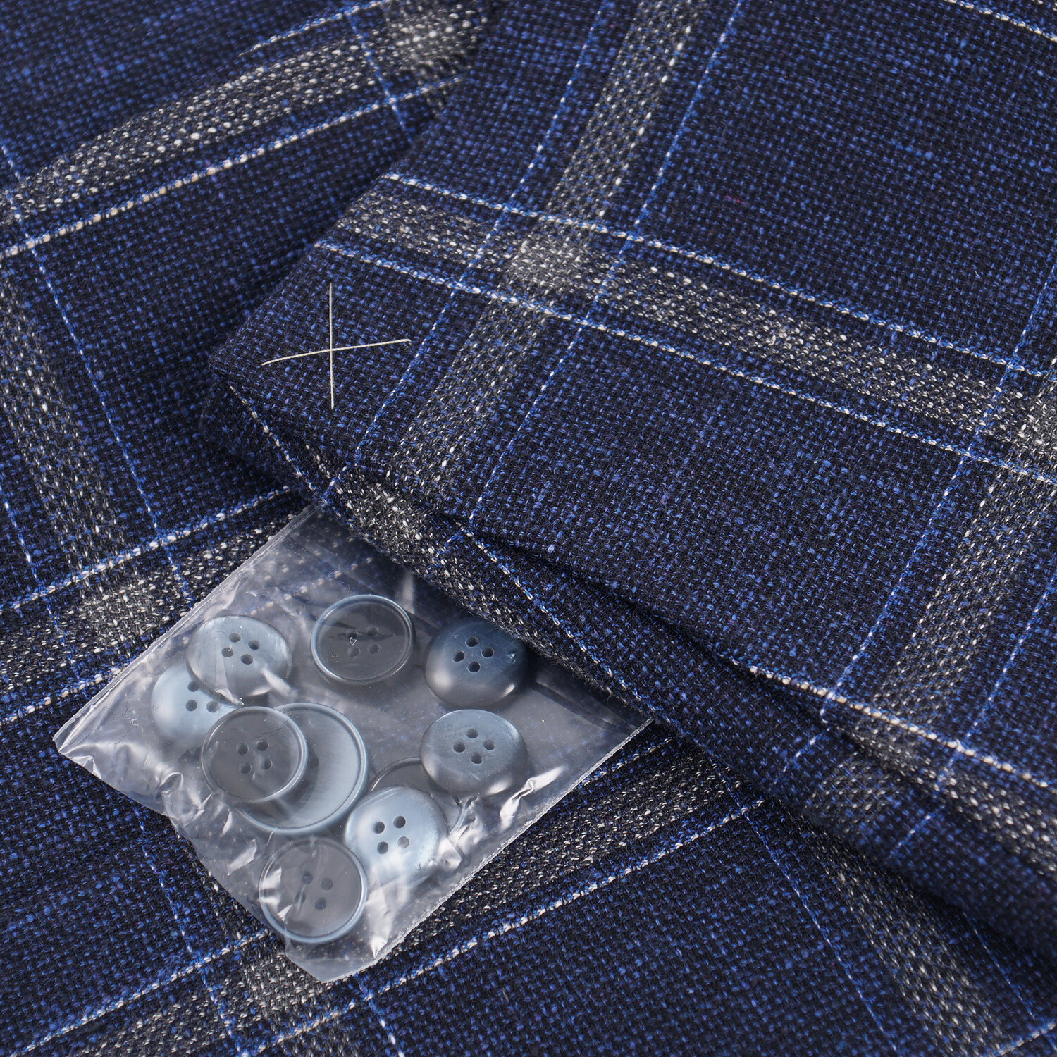 Pre-owned Borrelli Luigi  Soft-constructed Navy Blue Check Wool-cotton-linen Sport Coat 40r