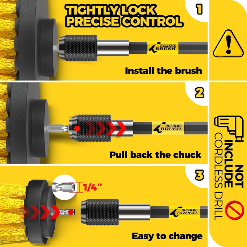 5Pack Drill Brush Power Scrubber Cleaning Brush Extended Long Attachment Set All