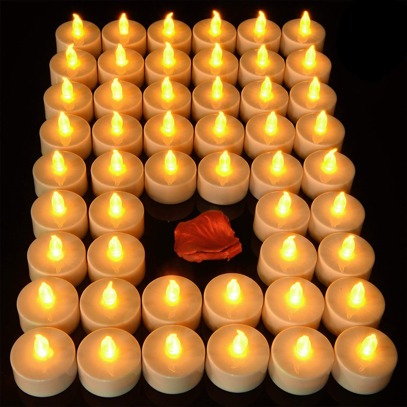Battery Operated Flameless Tealight Candles [50 Pack, Batteries Included], Reali