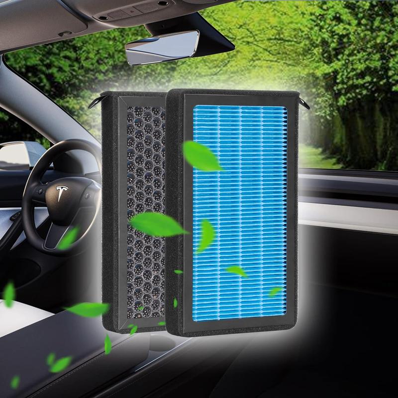 Tesla Model 3 Model Y Air Filter 2 Pack with Activated Carbon, HEPA Cabin Air Fi