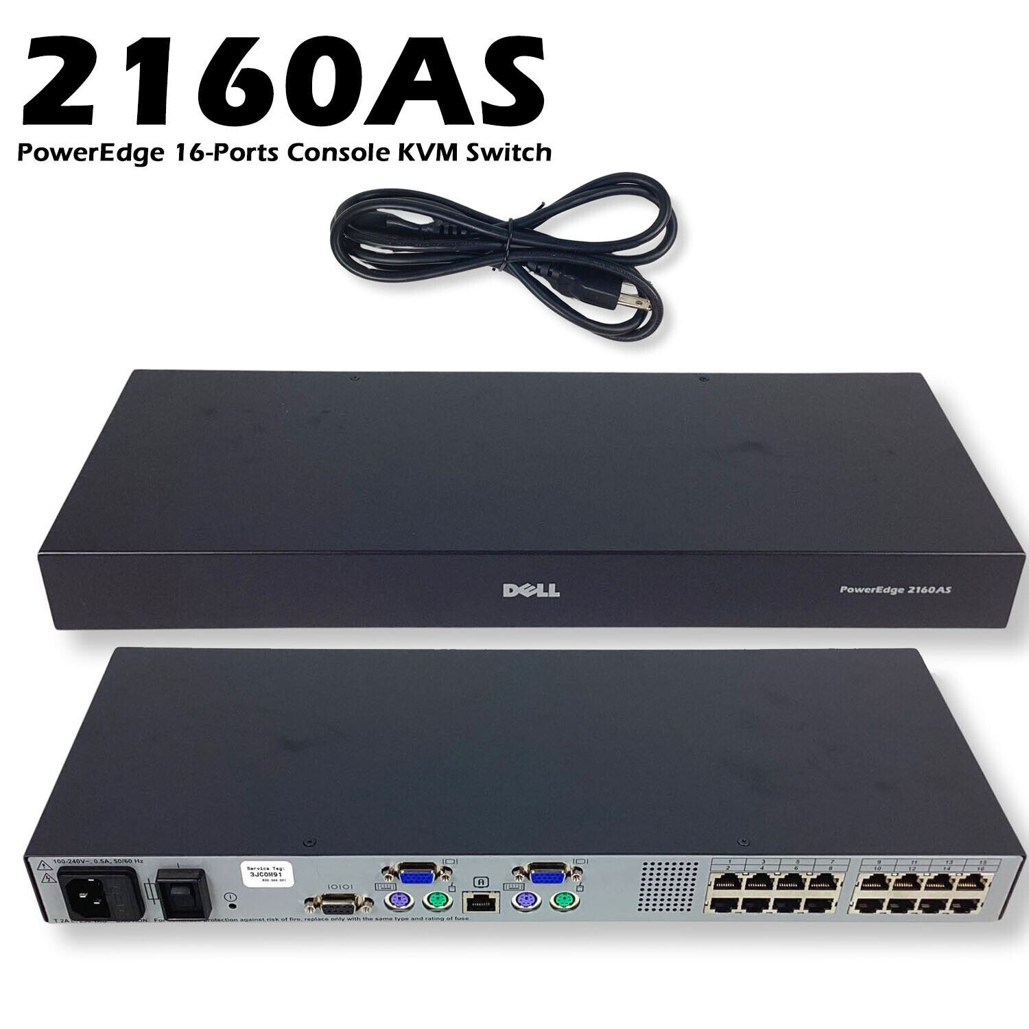 Genuine Dell PowerEdge 2160AS 16 Ports PS/2-USB KVM Console