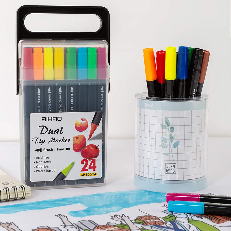 Markers for Kids,Washable Markers with Stand Portable Box,Dual Tip Markers Set,