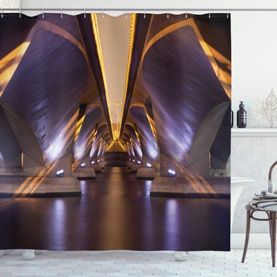 Ancient Shower Curtain Asian Ethnic City View Print for Bathroom
