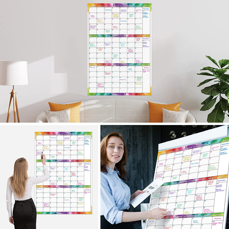 Large Dry Erase Calendar for Wall &ndash; 3 Month Calendar(Vertical), Dry Erase Calend