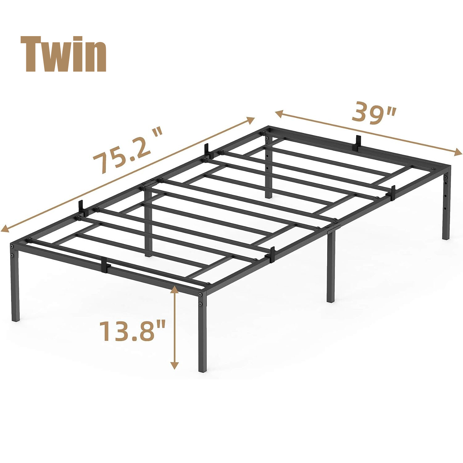 14" Twin/Full/Queen/King Size Bed Frame Metal Platform Slat Support Sturdy Steel