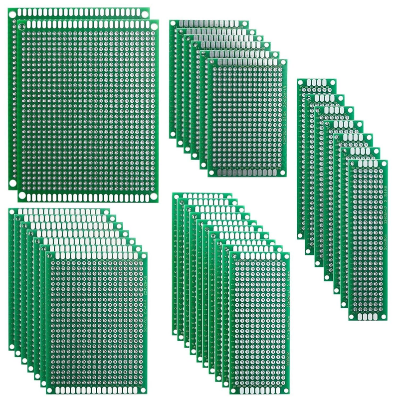 32 Pcs Double Sided PCB Board Prototype Kit for DIY Soldering with 5 Sizes Compa