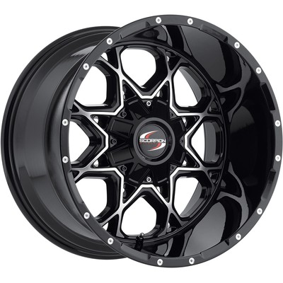 20x9 Black Machined Wheel Scorpion SC10 5x45 5x5 12