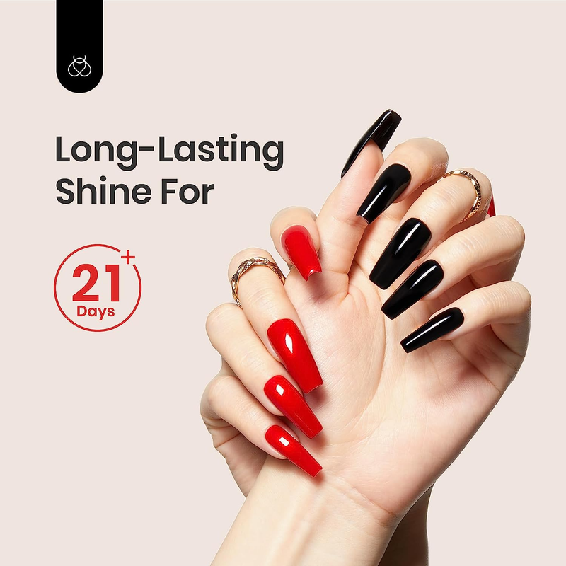 Beetles 2 Pcs 15ml No Wipe Gel Top Coat and Base Coat Set - Shine Finish and Lon