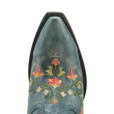 Pre-owned Dan Post Womens Floral Cowgirl Soft Leather Boot Dp3271 In Blue